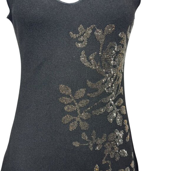 ZARA Size Small Stretch Knit shimmer midi dress Black sleeveless NEW - Picture 6 of 12